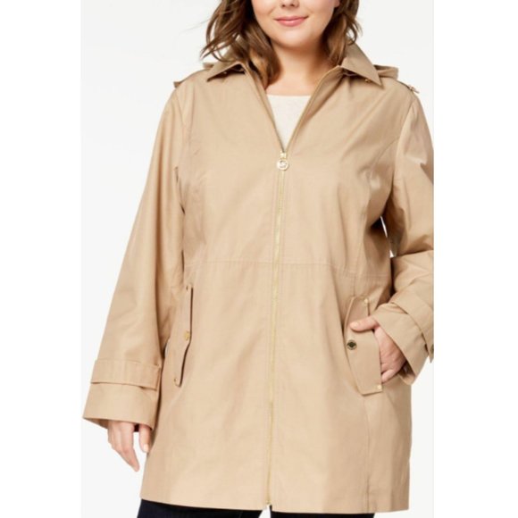 MICHAEL Michael Kors Logo Lining Hooded Raincoat - Picture 1 of 5